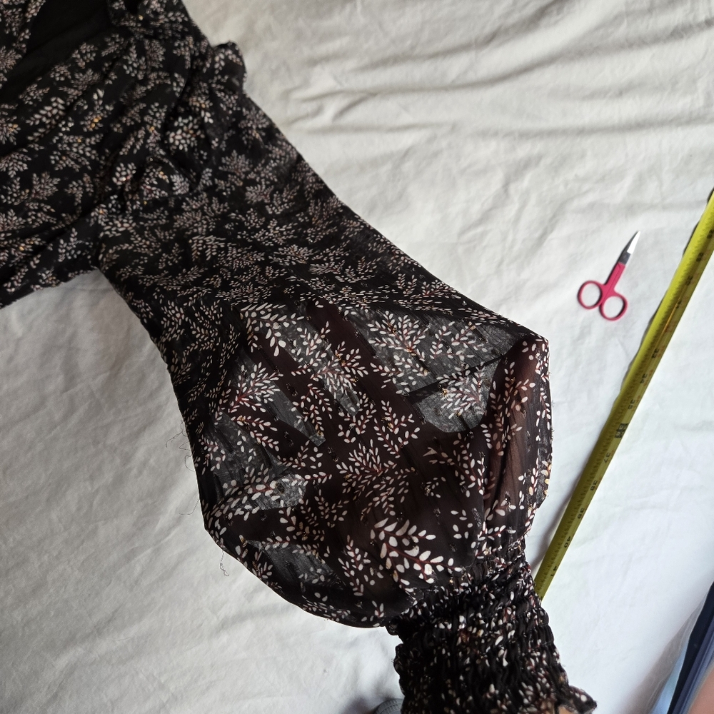 Aqua Black Floral Midi Dress - Picture 5 of 15